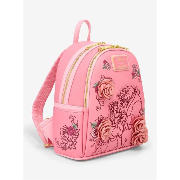 Loungefly Disney Beauty and the Beast Pink Roses Mini Backpack main image 6
